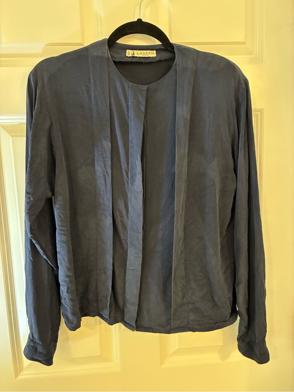 Lanvin Paris Vintage Silk Navy Blouse S